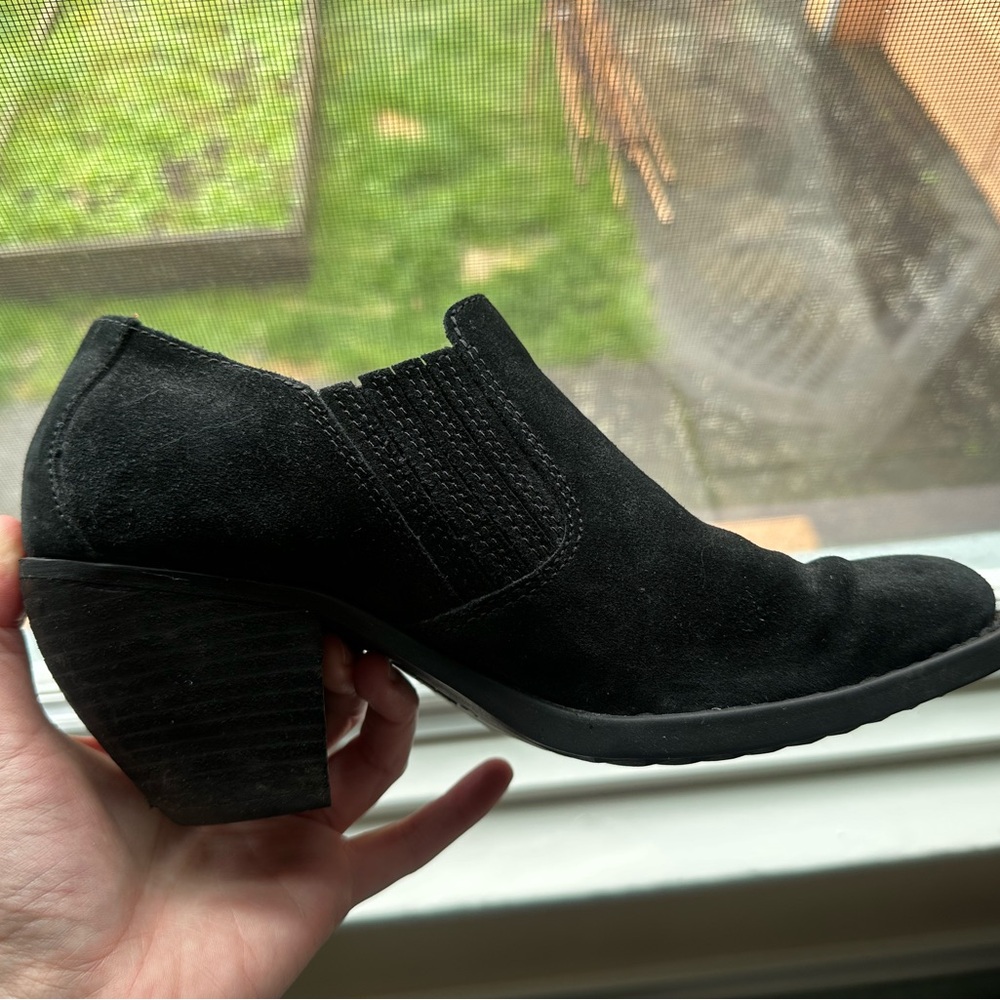 Western Black Suede Ankle Boots